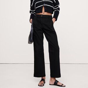 NWT Banana Republic Black The Weekender Slim Straight-Leg Pants Jeans